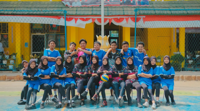 Palm trees and beach view with blue sky, Boracay, Philippines